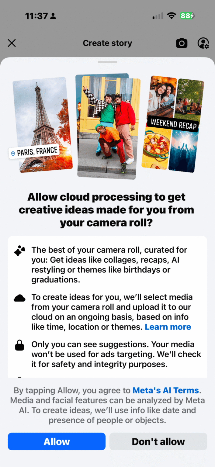 Facebook wants access to your camera roll for AI photo edits